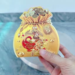 vỏ hộp hình hũ tiền thần tài 2 mặt màu đỏ,vàng đựng trà bánh kẹo decor giỏ quà Tết 2027 - Xinh Decor 6