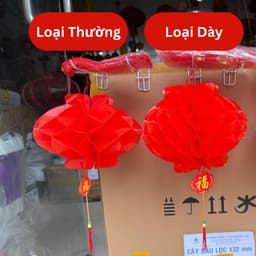 10 đèn lồng đỏ tổ ong mini nilong treo trang trí lễ Tết chống nước - Xinh Decor 2