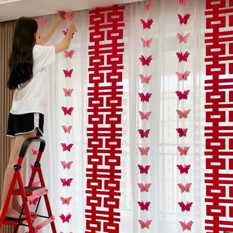 dải dây treo bướm 3D bằng giấy 2 kích thước decor trang trí nhà cửa, trang trí Tết - Xinh Decor