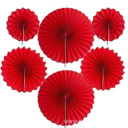 Set 6 Quạt giấy đỏ may mắn trang trí tết đã gấp sẵn, quạt trang trí nhà cửa hút tài lộc - Xinh Decor 6