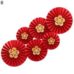 Set 6 Quạt giấy đỏ may mắn trang trí tết đã gấp sẵn, quạt trang trí nhà cửa hút tài lộc - Xinh Decor 5