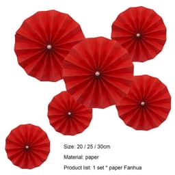 Set 6 Quạt giấy đỏ may mắn trang trí tết đã gấp sẵn, quạt trang trí nhà cửa hút tài lộc - Xinh Decor 3
