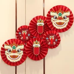 Set 6 Quạt giấy đỏ may mắn trang trí tết đã gấp sẵn, quạt trang trí nhà cửa hút tài lộc - Xinh Decor 8