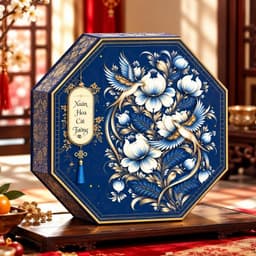[Combo 2-3-5 Hộp] vỏ hộp bát giác "Xuân Hoa Cát Tường" đựng bánh kẹo, vỏ hộp làm giỏ quà tết mẫu mới 2027 - Xinh Decor 4
