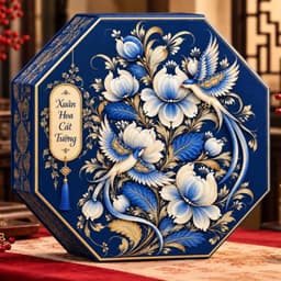 [Combo 2-3-5 Hộp] vỏ hộp bát giác "Xuân Hoa Cát Tường" đựng bánh kẹo, vỏ hộp làm giỏ quà tết mẫu mới 2027 - Xinh Decor 6