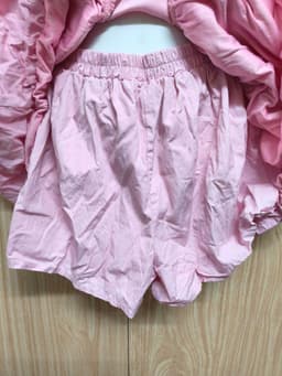[2hand] Set đầm thun 3 lỗ dáng bí kéo khoá sau kèm quần đùi trong cạp chun hồng baby freesize đến L 4