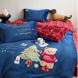 Bộ chăn ga gối nỉ nhung 4 món đầy đủ,vỏ chăn có khoá kéo,hoạ tiết thêu nổi 5D tinh xảo 6