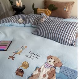 Bộ chăn ga gối nỉ nhung 4 món đầy đủ,vỏ chăn có khoá kéo,hoạ tiết thêu nổi 5D tinh xảo 3