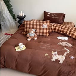 Bộ chăn ga gối nỉ nhung 4 món đầy đủ,vỏ chăn có khoá kéo,hoạ tiết thêu nổi 5D tinh xảo 9
