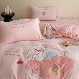 Bộ chăn ga gối nỉ nhung 4 món đầy đủ,vỏ chăn có khoá kéo,hoạ tiết thêu nổi 5D tinh xảo 8