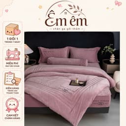 Bộ chăn ga ga gối nỉ nhung Marc Renier kết hợp chăn lông thỏ siêu ấm,thiết kế sang trọng chất lượng cao 1