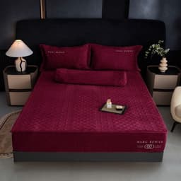 Bộ chăn ga ga gối nỉ nhung Marc Renier kết hợp chăn lông thỏ siêu ấm,thiết kế sang trọng chất lượng cao 9