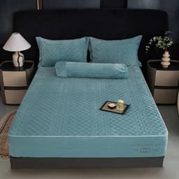 Bộ chăn ga ga gối nỉ nhung Marc Renier kết hợp chăn lông thỏ siêu ấm,thiết kế sang trọng chất lượng cao 8