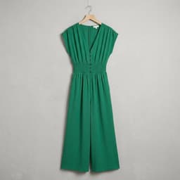 [ Hiền BigSize] Jumpsuit Nữ Dáng Dài Cổ V, Voan Xốp 1 lớp - Đồ Bay Nữ Ống Rộng Bo Chun Eo Tôn Dáng Che Khuyết Điểm 2
