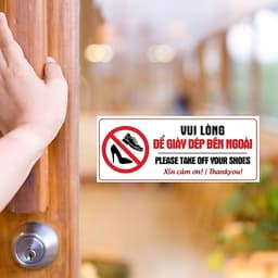 [Hỏa Tốc] Bảng Decal "Vui Lòng Để Giày Dép Bên Ngoài - Please Take Off Your Shoes" Chống Thấm Nước, Bền Đẹp 3