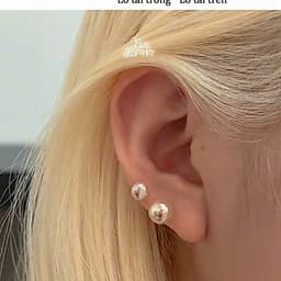 B30 Bông tai khuyên tai giả ngọc trai hồng set 2 đôi sang trọng dễ phối đồ cho nữ 2