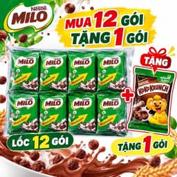 [date 24/7/2027] LỐC 12(tặng 1) BÁNH ĂN SÁNG/ NGŨ CỐC DINH DƯỠNG MILO 12gói/túi (15g/gói). snack milo 1