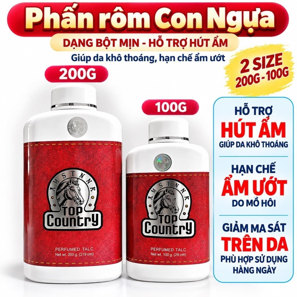 (có tem phụ) PHẤN RÔM CON NGỰA THÁI LAN 100G 200G – PHẤN RÔM DẠNG BỘT MỊN, HỖ TRỢ HÚT ẨM, GIÚP DA KHÔ THOÁNG