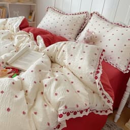 Bộ Vỏ Chăn Ga Gối 4 món Cotton Đũi Sợi Tre Mềm Mịn, Họa Tiết 3D Dễ Thương (Không Kèm Ruột) 3