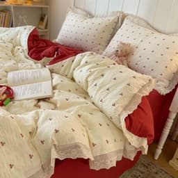 Bộ Vỏ Chăn Ga Gối 4 món Cotton Đũi Sợi Tre Mềm Mịn, Họa Tiết 3D Dễ Thương (Không Kèm Ruột) 2
