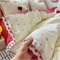 Bộ Vỏ Chăn Ga Gối 4 món Cotton Đũi Sợi Tre Mềm Mịn, Họa Tiết 3D Dễ Thương (Không Kèm Ruột) 7