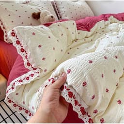 Bộ Vỏ Chăn Ga Gối 4 món Cotton Đũi Sợi Tre Mềm Mịn, Họa Tiết 3D Dễ Thương (Không Kèm Ruột) 8