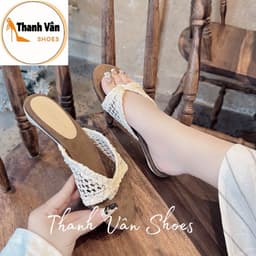 (G0355)Cao gót kẹp quai vải cao 3 phân  -   Thanh Vân Shoes - Dép thời trang/Cao gót 4