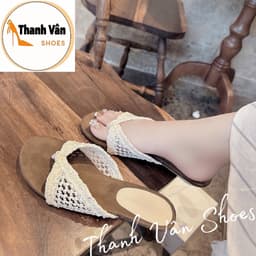 (G0355)Cao gót kẹp quai vải cao 3 phân  -   Thanh Vân Shoes - Dép thời trang/Cao gót 7