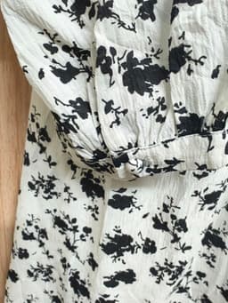 [2hand] Đầm voan hoa 2 lớp nhún ngực cúc bọc khoá kéo sườn size M L 5