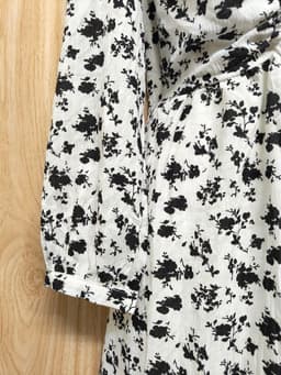 [2hand] Đầm voan hoa 2 lớp nhún ngực cúc bọc khoá kéo sườn size M L 6