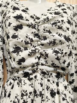 [2hand] Đầm voan hoa 2 lớp nhún ngực cúc bọc khoá kéo sườn size M L 4