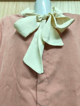 [2hand] Đầm nhung tăm hồng buộc nơ be dáng babydoll freesize đến XL 4
