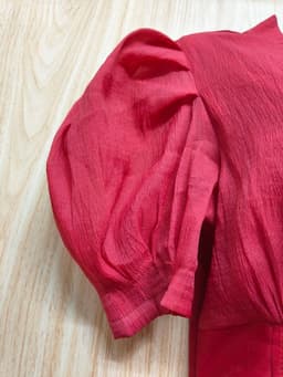 [2hand] Đầm voan phối tafta đỏ đô đính đá buộc nơ cổ kéo khoá sau size S M nhỏ 7