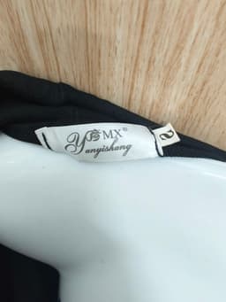 [2hand] Đầm thun đen dài tay phối voan tầng 2 lớp bệt vai kéo khoá sườn size S 4