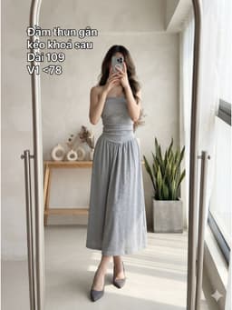 [2hand] Đầm cúp ngực thun gân xám kéo khoá sau size XS S 1