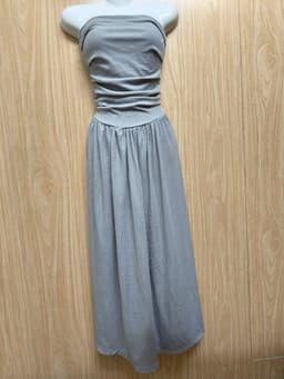 [2hand] Đầm cúp ngực thun gân xám kéo khoá sau size XS S 4