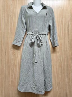 [2hand] Đầm sơ mi xám cài charm kèm đai kéo khoá sườn có túi size S M 2