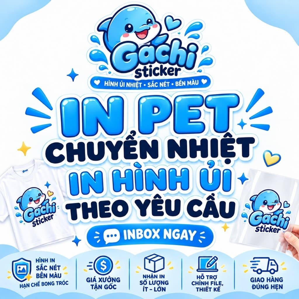 [In Theo Yêu Cầu] Hình In PET Chuyển Nhiệt Theo Yêu Cầu, In Hình Ủi Nhiệt In Theo Mét, Decal Logo Ép Quần Áo