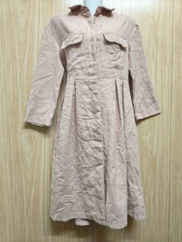 [2hand] Đầm nỉ nhung hồng dáng babydoll mặc như khoác được cúc ẩn size S 3