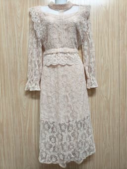 [2hand] Đầm ren lông 2 lớp hồng eo chun nhẹ size S 3