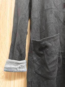 [2hand] Đầm nỉ thun tăm đen co giãn nhẹ có mũ đan dây size S M 6