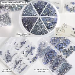 Set đá nail YHB trắng trong lấp lánh nhiều kích thước, túi 360 viên, 1500 viên hoặc khay 700 viên 8