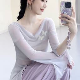 Áo tập múa cổ trang Áo múa truyền thống (ko kèm áo lót trong) 3
