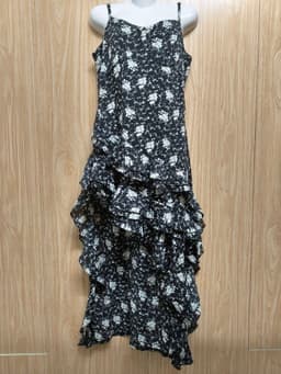 [2hand] Đầm 2 dây voan hoa 2 lớp mullet lệch kiểu tầng khoá kéo sau size M 3