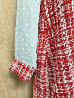 [2hand] Đầm dạ tweed đỏ phối voan cổ bèo kéo khoá sau freesize đến XL 4