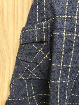 [2hand] Đầm dạ tweed sát nách xanh than cổ V có túi dáng xoè  kéo khoá sau có lớp lót size L XL 4