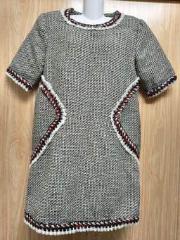 [2hand] Đầm dạ tweed mềm dày phối viền cẩm có lớp lót kéo khoá sau có đệm cầu vai size M 3