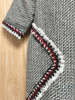 [2hand] Đầm dạ tweed mềm dày phối viền cẩm có lớp lót kéo khoá sau có đệm cầu vai size M 4