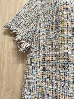 [2hand] Đầm dạ tweed mỏng tua rua cổ vàng kéo khoá sau có lớp lót size L XL 3
