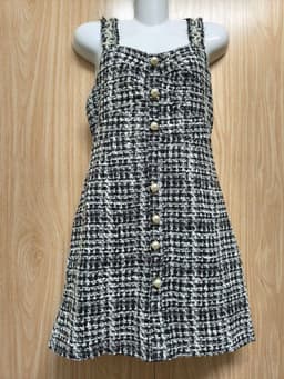 [2hand] Đầm dạ tweed 2 dây đính ngọc kéo khoá sau có lớp lót size S 5